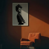 Regal Kahlo Monochrome Portrait Poster