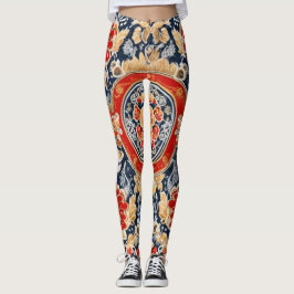 Regal Khokhloma: Verzierte blorale Medallion Leggings