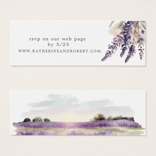 Regal Lavender Floral Wedding Website Card (Vorne & Hinten)