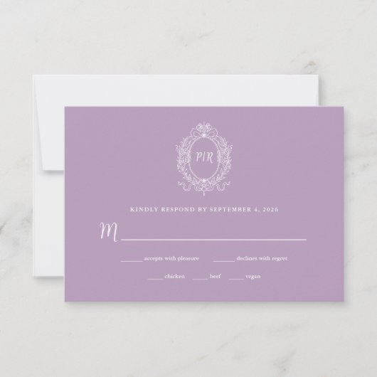 Regal Lavender Lila | Barockrahmen RSVP Karte (Vorderseite)