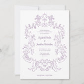 Regal Lavender | Vintage Barockrahmenverheiratung Einladung (Vorderseite)