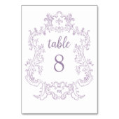 Regal Lavender | Vintage Barockrahmenverheiratung Tischnummer (Rückseite)