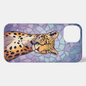 Regal Leopard Portrait With Mosaic Stained Glass iPhone Hülle (Rückseite (Horizontal))