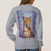 Regal Leopard Portrait With Mosaic Stained Glass Sweatshirt (Rückseite)