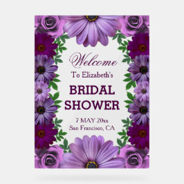 Regal Lila floral Brautparty Acrylschild