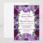 Regal Lila floral Brautparty Einladung (Vorne/Hinten)