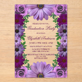 REGAL Lila Floral Graduation Party Acryleinladungen