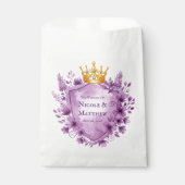 Regal Lila Floral Wappen Wedding Geschenktütchen (Vorderseite)