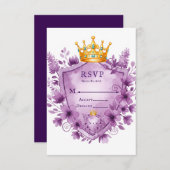 Regal Lila floral Wappen Wedding RSVP Card (Vorne/Hinten)