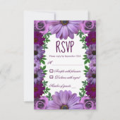 Regal Lila Floral Wedding RSVP Karte (Vorderseite)