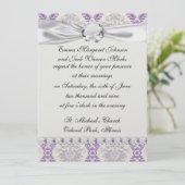 Regal lila grau und cremefarbene Damaskus Einladung (Stehend Vorderseite)