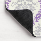 Regal lila grau und cremefarbene Damaskus Mousepad (Ecke)