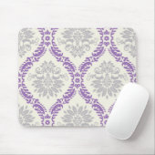 Regal lila grau und cremefarbene Damaskus Mousepad (Mit Mouse)