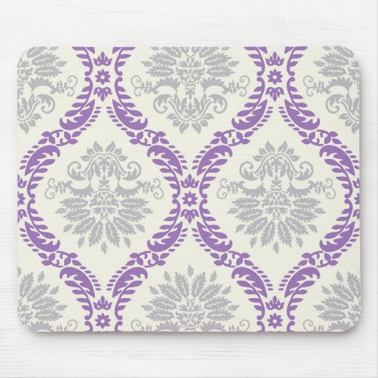 Regal lila grau und cremefarbene Damaskus Mousepad (Vorne)