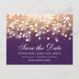 Regal Lila und Gold Bokeh Lights Postkarte