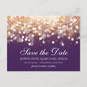 Regal Lila und Gold Bokeh Lights Postkarte