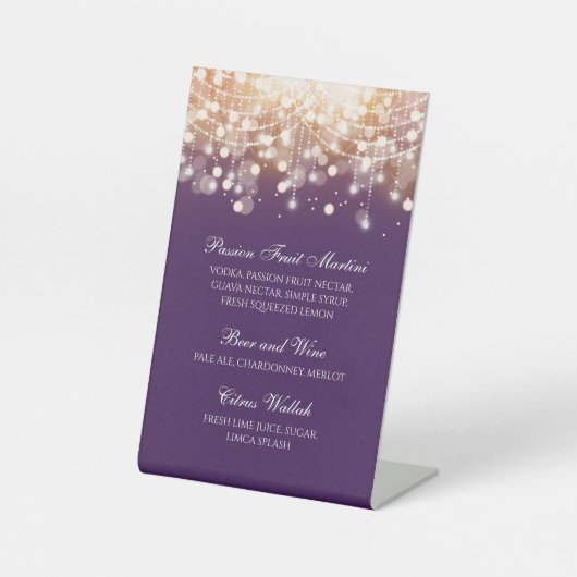 Regal Lila und Gold Bokeh Lights Sockelschild (Vorderseite)