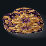 Regal Lila und Gold Floral Heart Paperweight Briefbeschwerer<br><div class="desc">Regal Lila und Gold Floral Heart Paperweight</div>