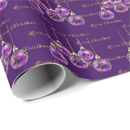 Regal Lila und Gold Frohe Weihnachten Luxus Geschenkpapier (Rolleneckpunkt)