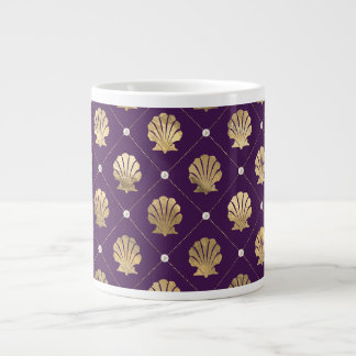 Regal Lila und Gold Muschel Jumbo Tasse