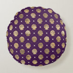 Regal Lila und Gold Muschel Rundwurfkissen Rundes Kissen<br><div class="desc">Regal Lila und Gold Muschel Rundwurfkissen</div>
