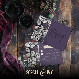 Regal Lilac, brillante White Bloom Response Card RSVP Karte