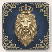 Regal Lion Design - Navy Blue & Gold Luxury Deco Getränkeuntersetzer (Vorderseite)