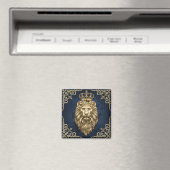 Regal Lion Design - Navy Blue & Gold Luxury Deco Magnet (In Situ (Geschirrspüler))