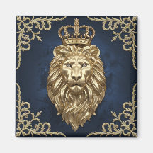 Regal Lion Design - Navy Blue & Gold Luxury Deco