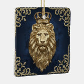 Regal Lion Design - Navy Blue & Gold Luxus Keramikornament (Rechts)
