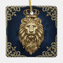 Regal Lion Design - Navy Blue & Gold Luxus