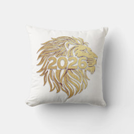 Regal Lion Head Emblem with 2026 and Gold Foil  Kissen
