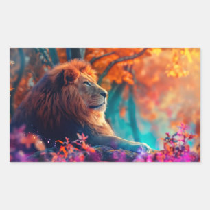 Regal Lion im Enchanted Forest Design Rechteckiger Aufkleber