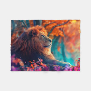 Regal Lion im verzauberten Walddesign Fleecedecke