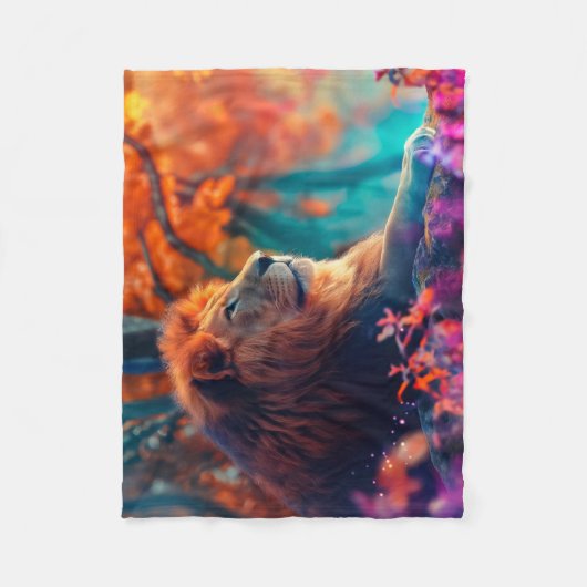 Regal Lion im verzauberten Walddesign Fleecedecke (Vorderseite)