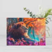 Regal Lion im verzauberten Walddesign Karte (Stehend Vorderseite)