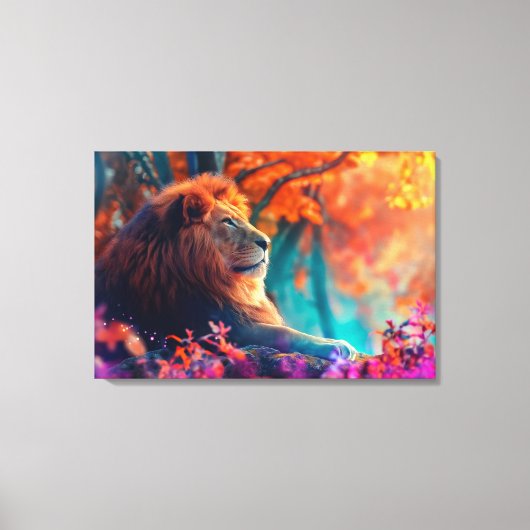 Regal Lion im verzauberten Walddesign Leinwanddruck (Vorderseite)