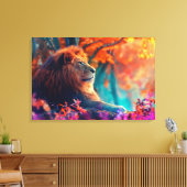Regal Lion im verzauberten Walddesign Leinwanddruck (Insitu (Wohnzimmer))