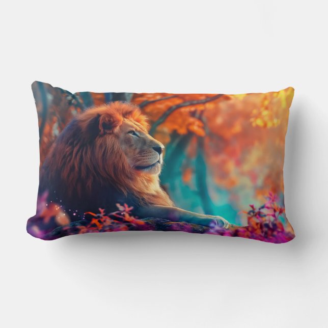 Regal Lion im verzauberten Walddesign Lendenkissen (Vorderseite)
