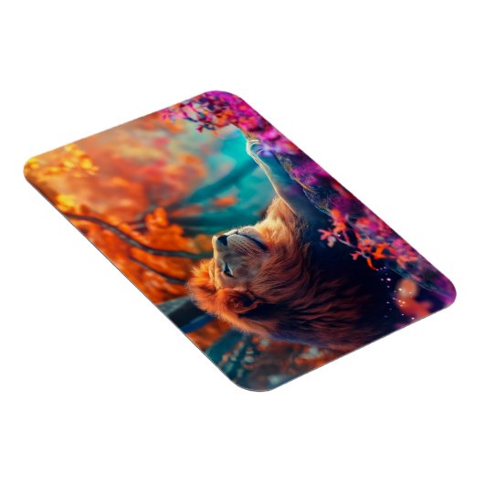Regal Lion im verzauberten Walddesign Magnet (Rechte Seite)