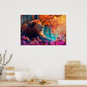 Regal Lion im verzauberten Walddesign Poster (Küche)