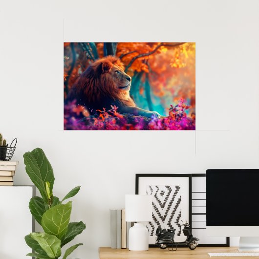 Regal Lion im verzauberten Walddesign Poster (Heimbüro)