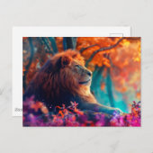 Regal Lion im verzauberten Walddesign Postkarte (Vorne/Hinten)