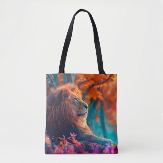 Regal Lion im verzauberten Walddesign Tasche (Vorderseite)