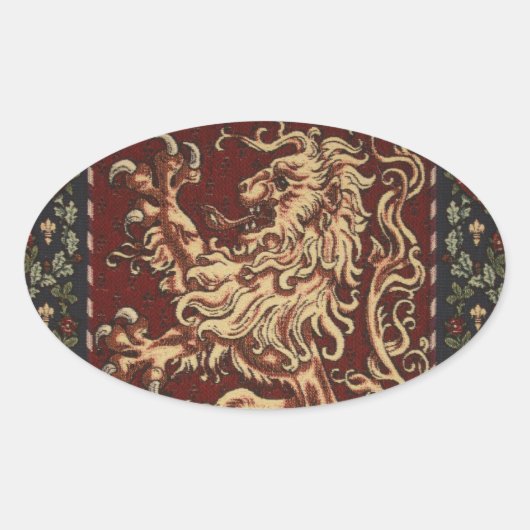 Regal Lion Tapestry Ovaler Aufkleber (Vorderseite)