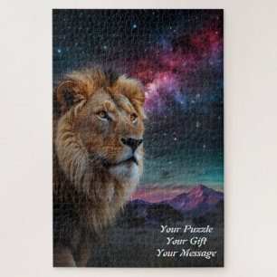 Regal Lion unter einem Sternenhimmel Puzzle