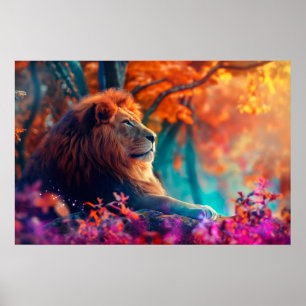 Regal-Löwe im Design Enchanted Forest Poster