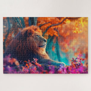 Regal-Löwe im Design Enchanted Forest Puzzle