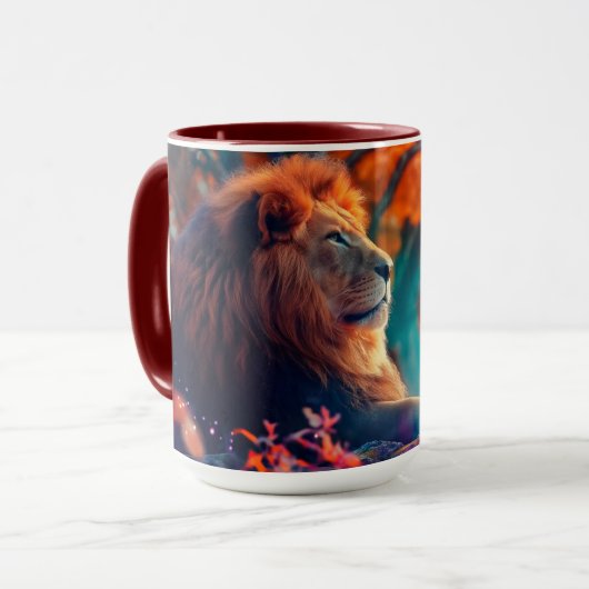 Regal-Löwe im Design Enchanted Forest Tasse (Vorderseite Links)
