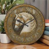  Regal majestic White noble horse Große Wanduhr